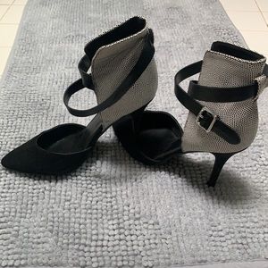White/Black Pattern high heels.